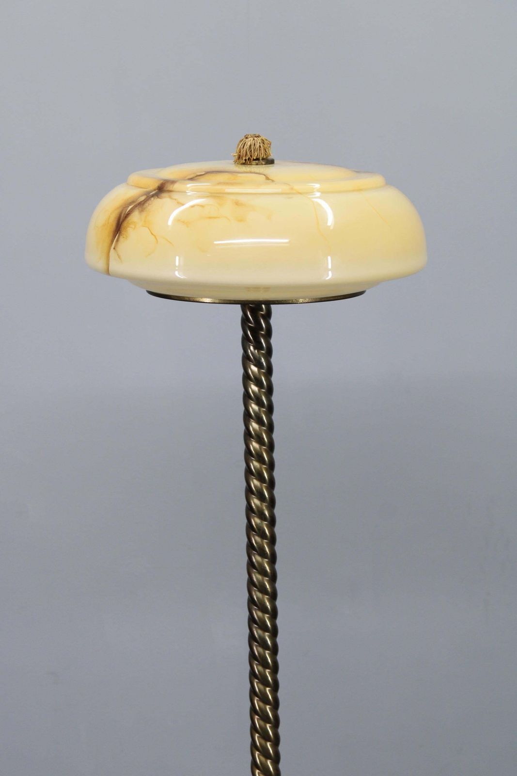 1940s Restored Brass Floor Lamp With  Glass Shade photo furniture