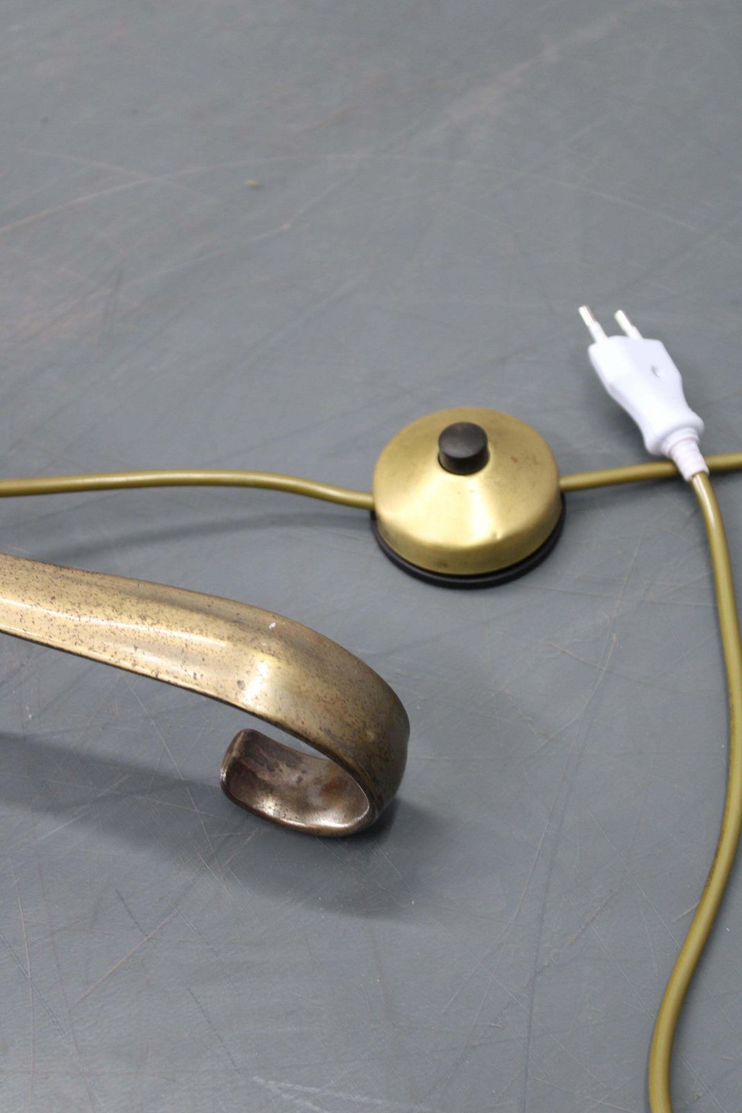 1940s Restored Brass Floor Lamp With  Glass Shade photo vintage