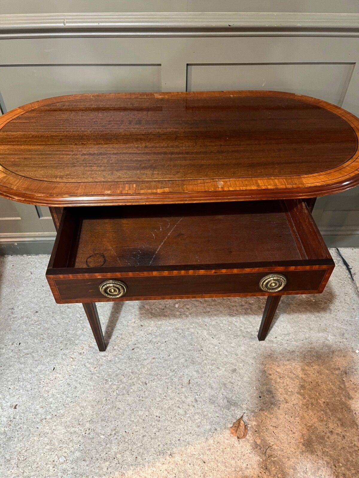 Antique Table Inlaid Circa Mid 1800’s Satin Wood & Mahogany photo vinterior