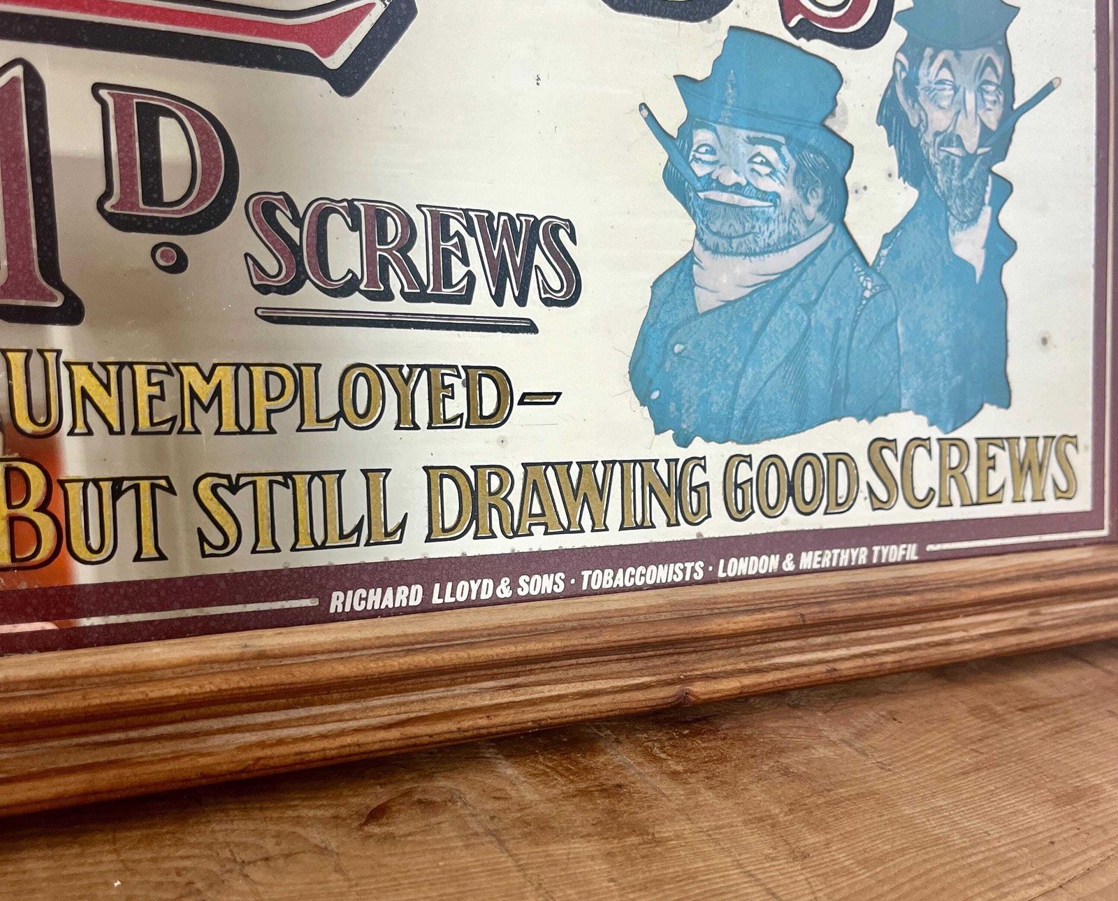 Lloyds Screws Tobacco Advertising Mirror, Smoking Memorabilia, English Brand, Wall Art, Interior Design, Picture Frame, Collectibles Piece photo 95.0