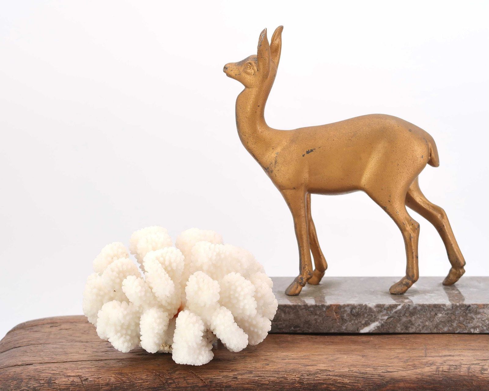 photo furniture French Art Deco Deer Metal Sculpture And Marble Base, 1930s / Made In France, Desk, Vintage