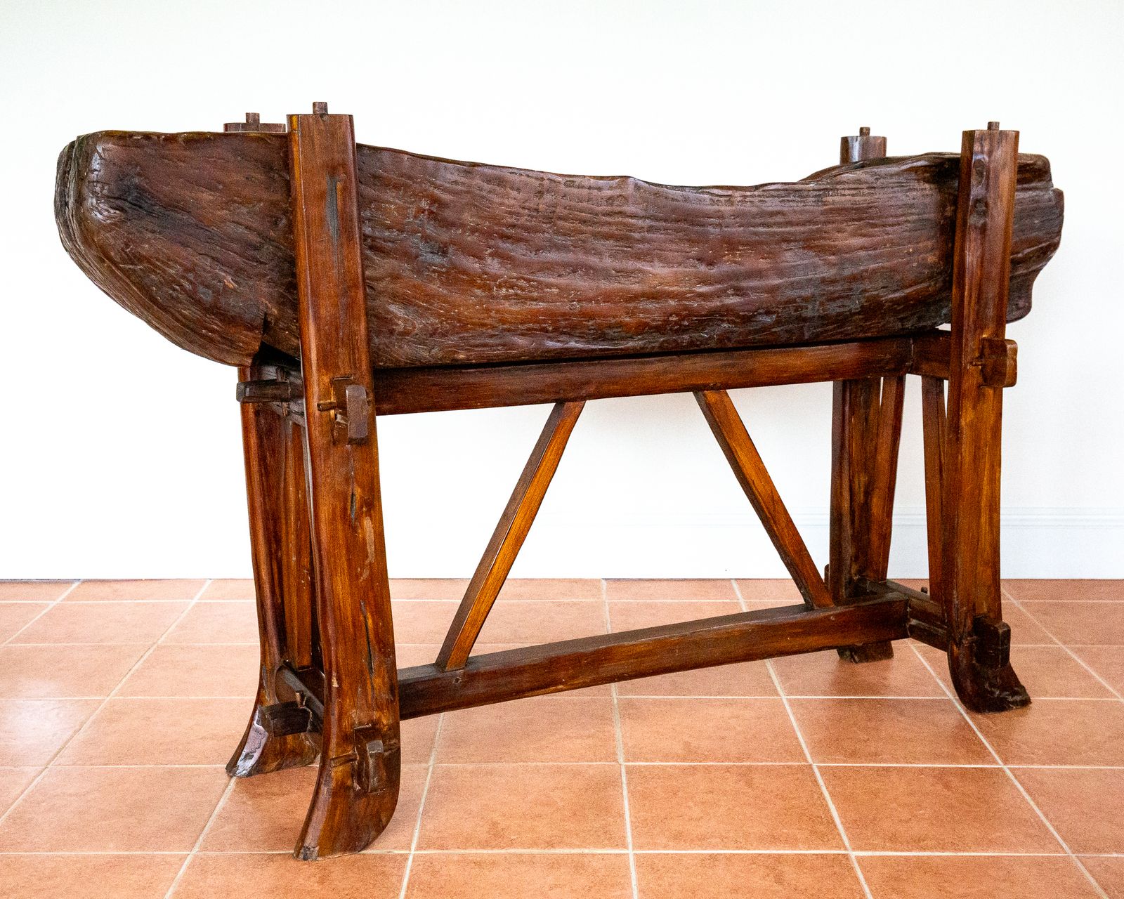 Large Trough Planter On Stand Rustic French Brutalist Xl European Antiqu.E Oak Tree Trun.K Teak Mid Century Serving Bar Consol.E Tabl.E photo vinterior