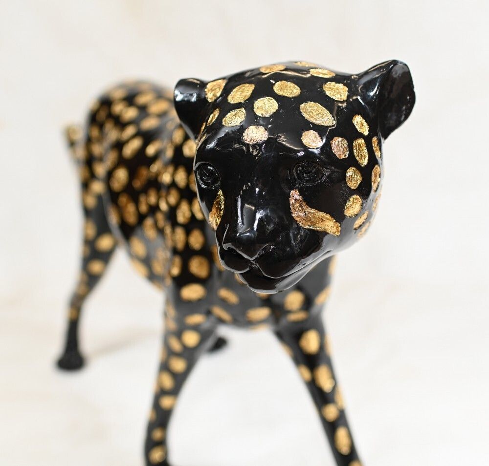 Bronze Black Panther Statue Art Deco Cat photo 1750.0