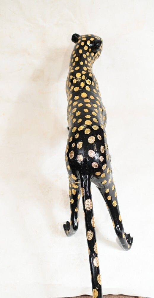 photo furniture Bronze Black Panther Statue Art Deco Cat