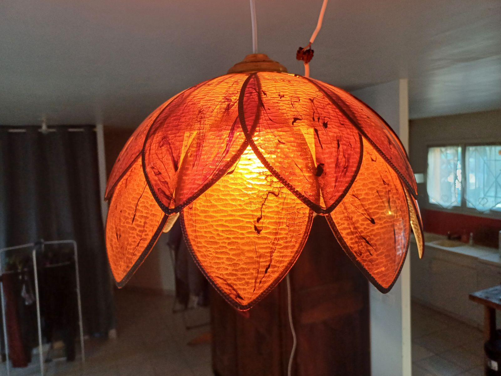 Vintage Transparent Brown Plastic Pendant Lamp