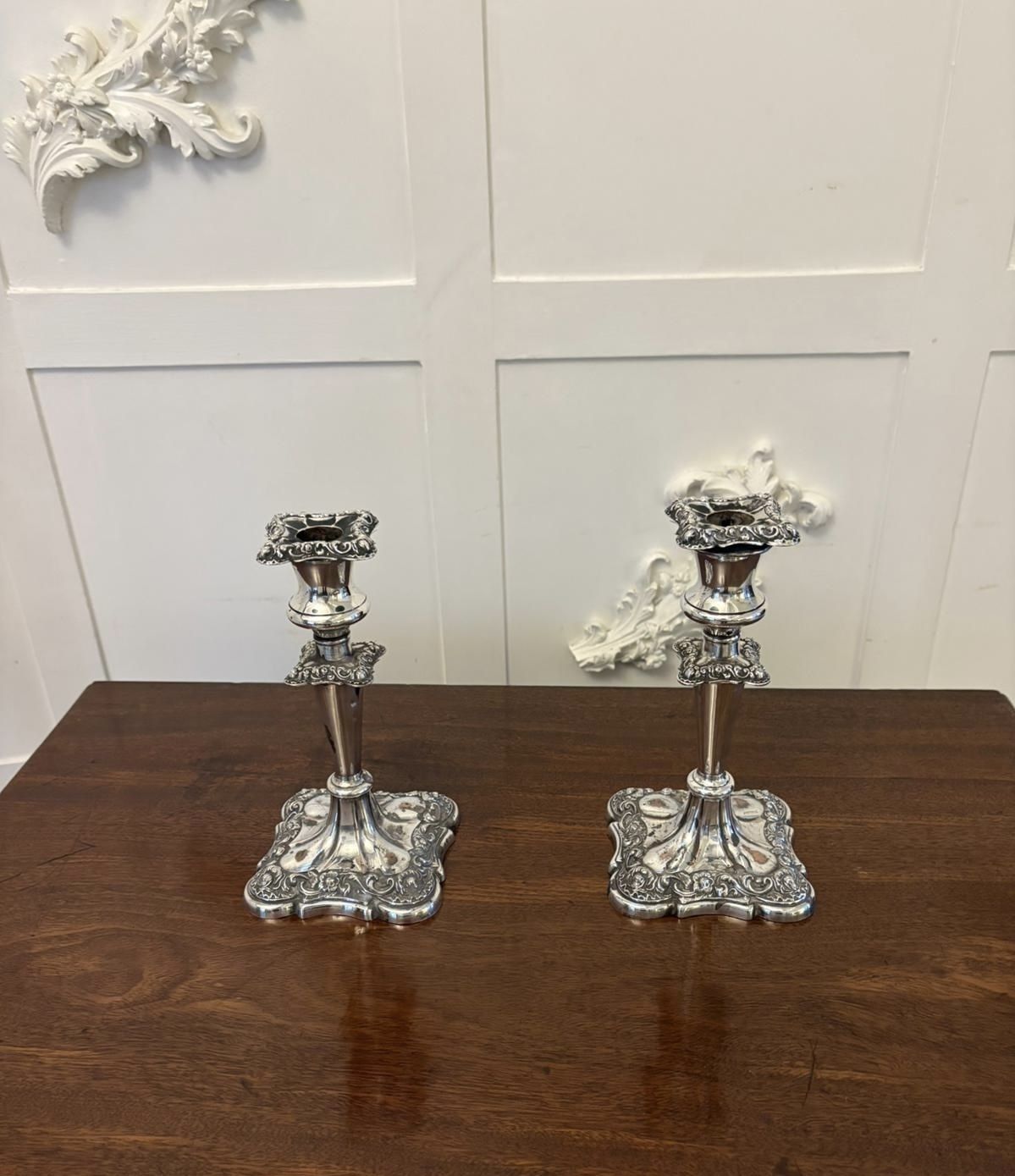 Pair Of Antique Quality Sheffield Silver Plated Candlesticks photo vinterior