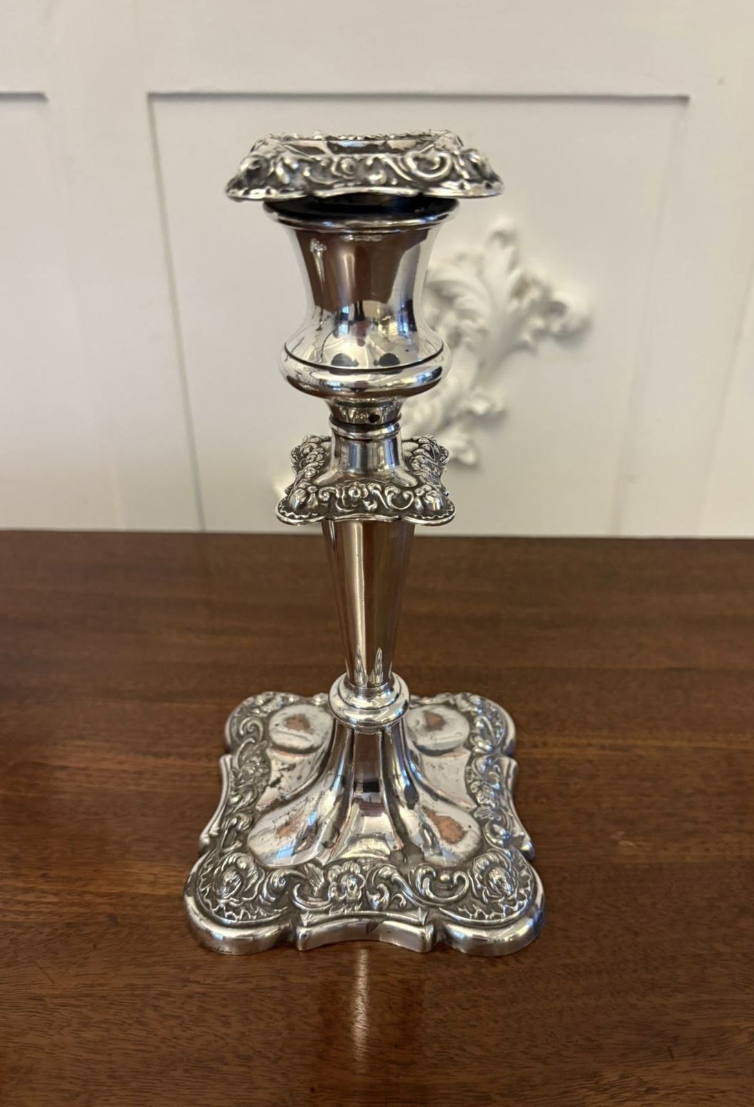 photo for sale Pair Of Antique Quality Sheffield Silver Plated Candlesticks
