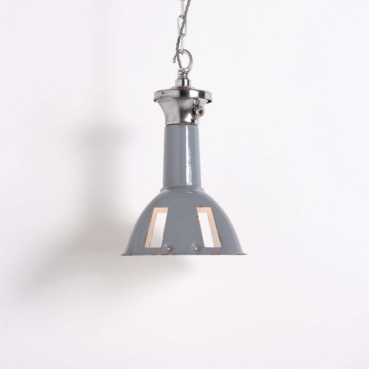 Vintage Industrial Benjamin Electric "Stock Bin" Rectangular Grey Enamel Pendant Lights photo Lighting