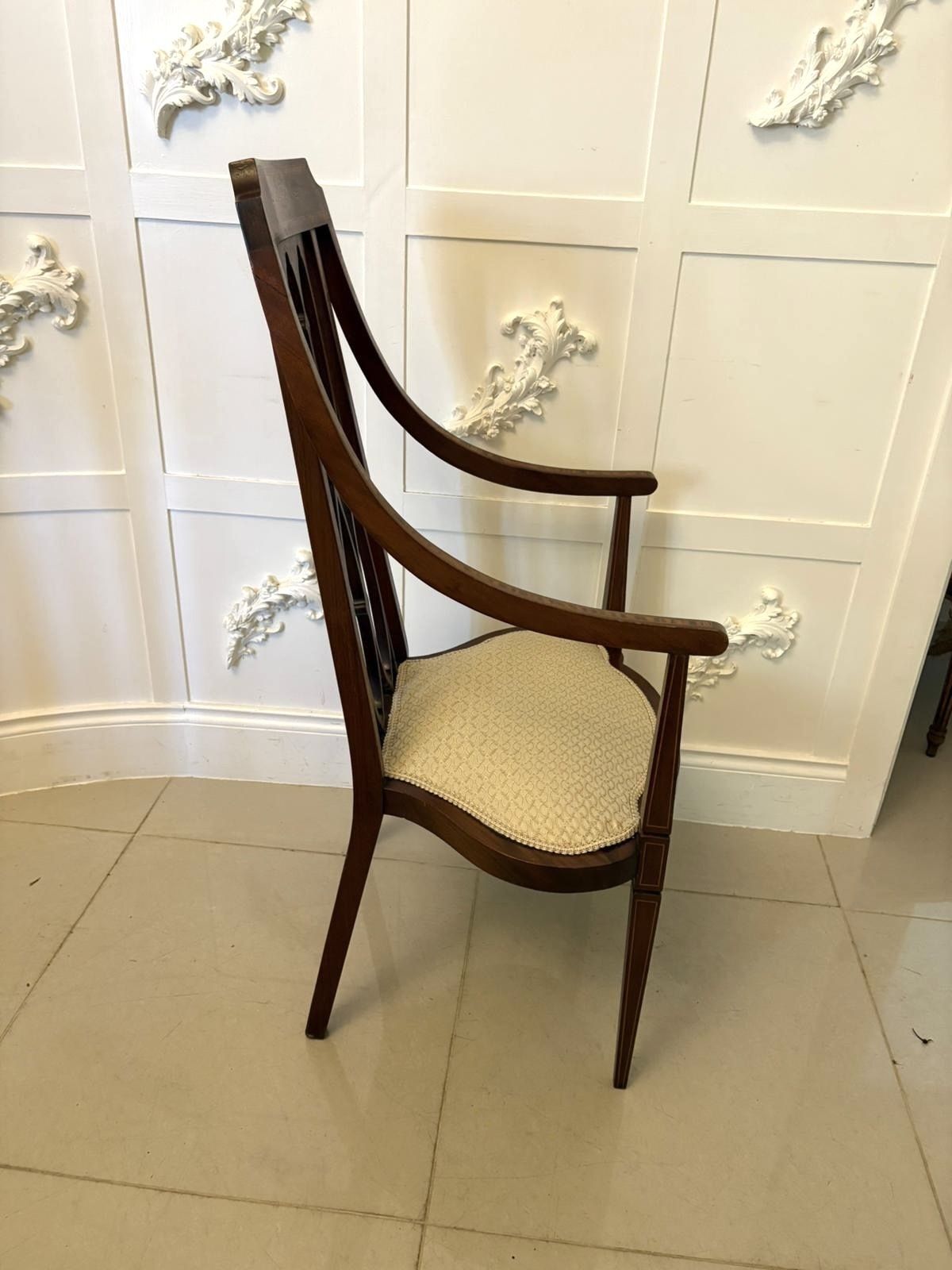 Unusual Antique 19th Century Inlaid Mahogany Armchair photo 1595.0