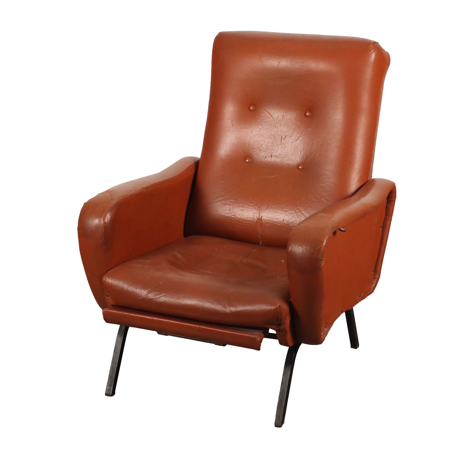 Vintage Armchair From The 1970s Foam Upholstery Leatherette Metal