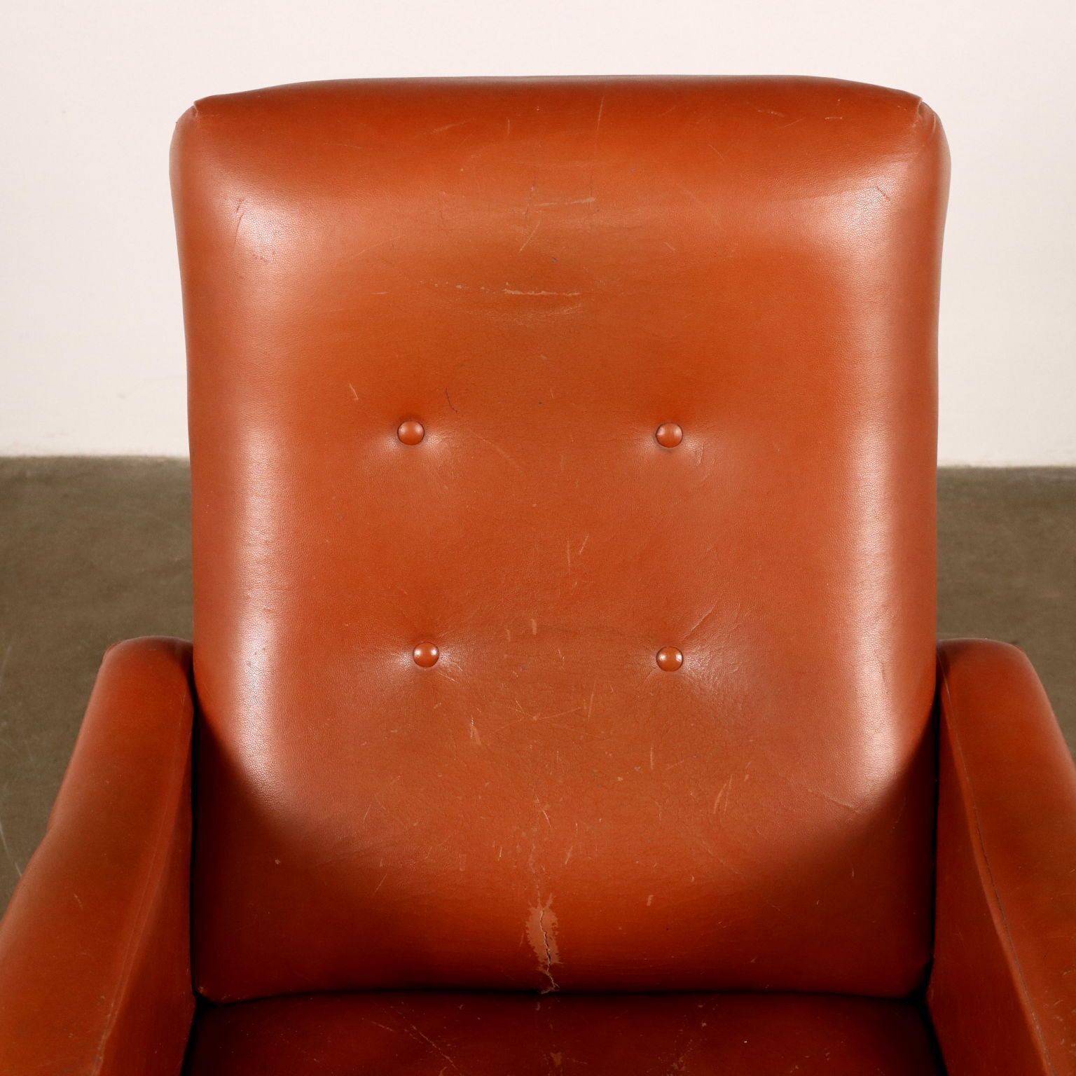 Vintage Armchair From The 1970s Foam Upholstery Leatherette Metal photo for sale