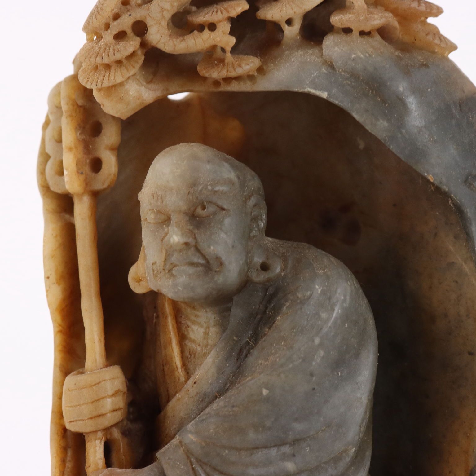 Antique Sculpture Lohan Soapstone Rock China XX Century photo for sale
