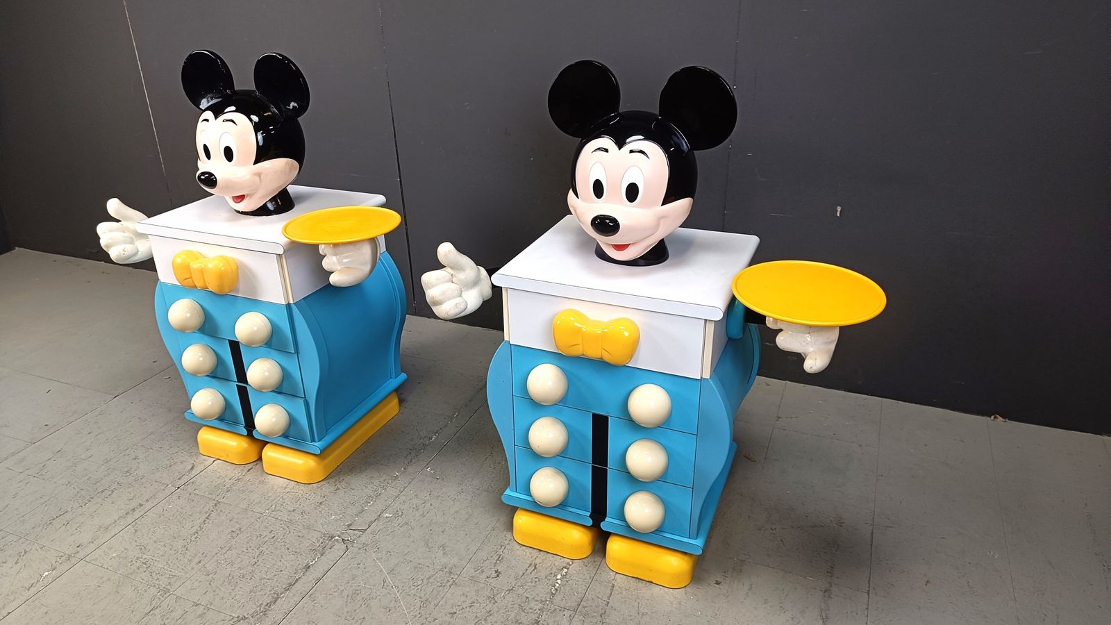 photo for sale Pair Of Rare Mickey Mouse Chest Of Drawers From Starform, France, 1988