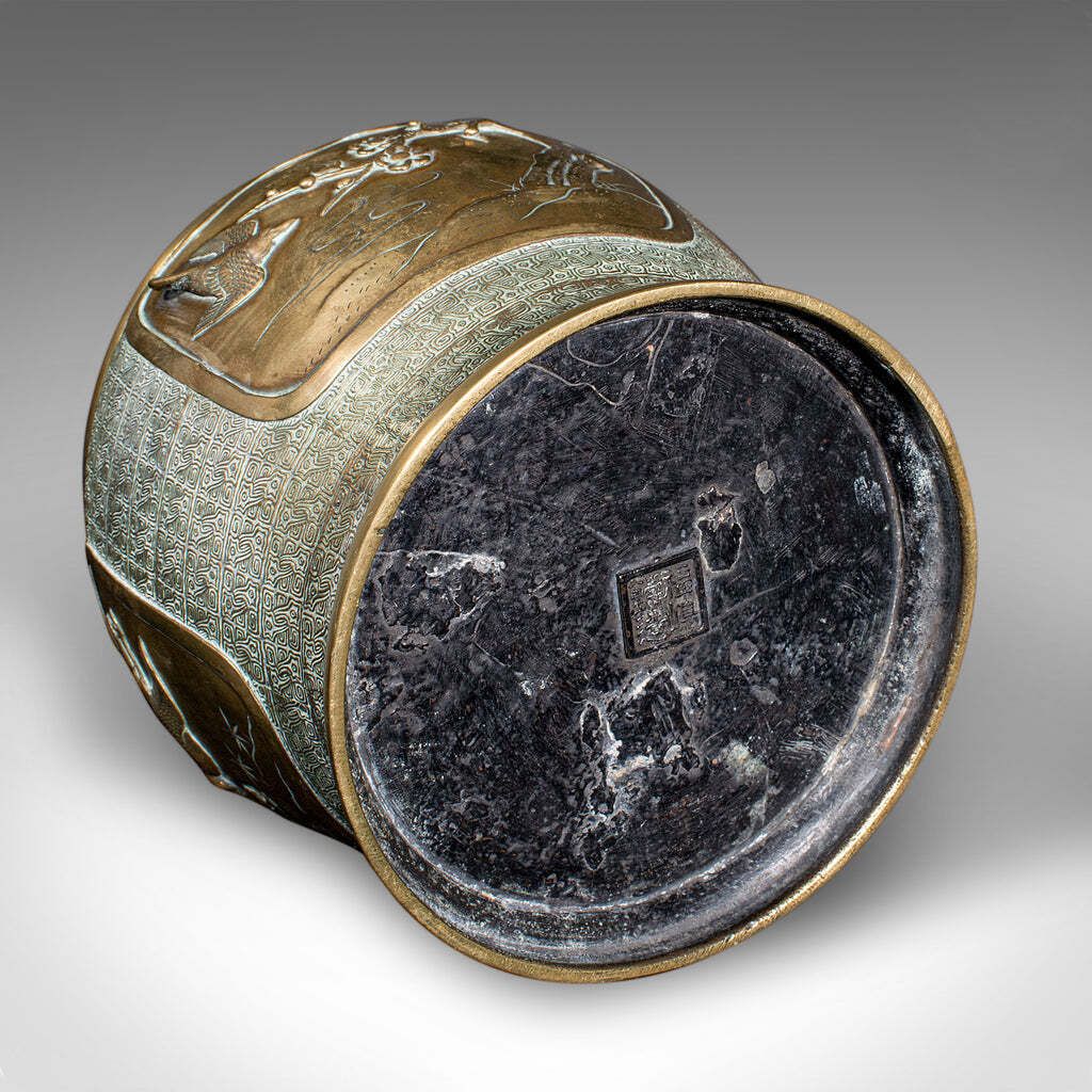 Antique Edo Period Decorative Planter, Japanese, Bronze, Jardiniere, Victorian photo vinterior