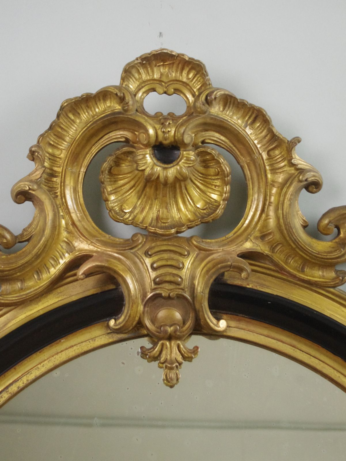 19th Century French Ebonised And Parcel Gilt Large Oval Wall Mirror photo for sale