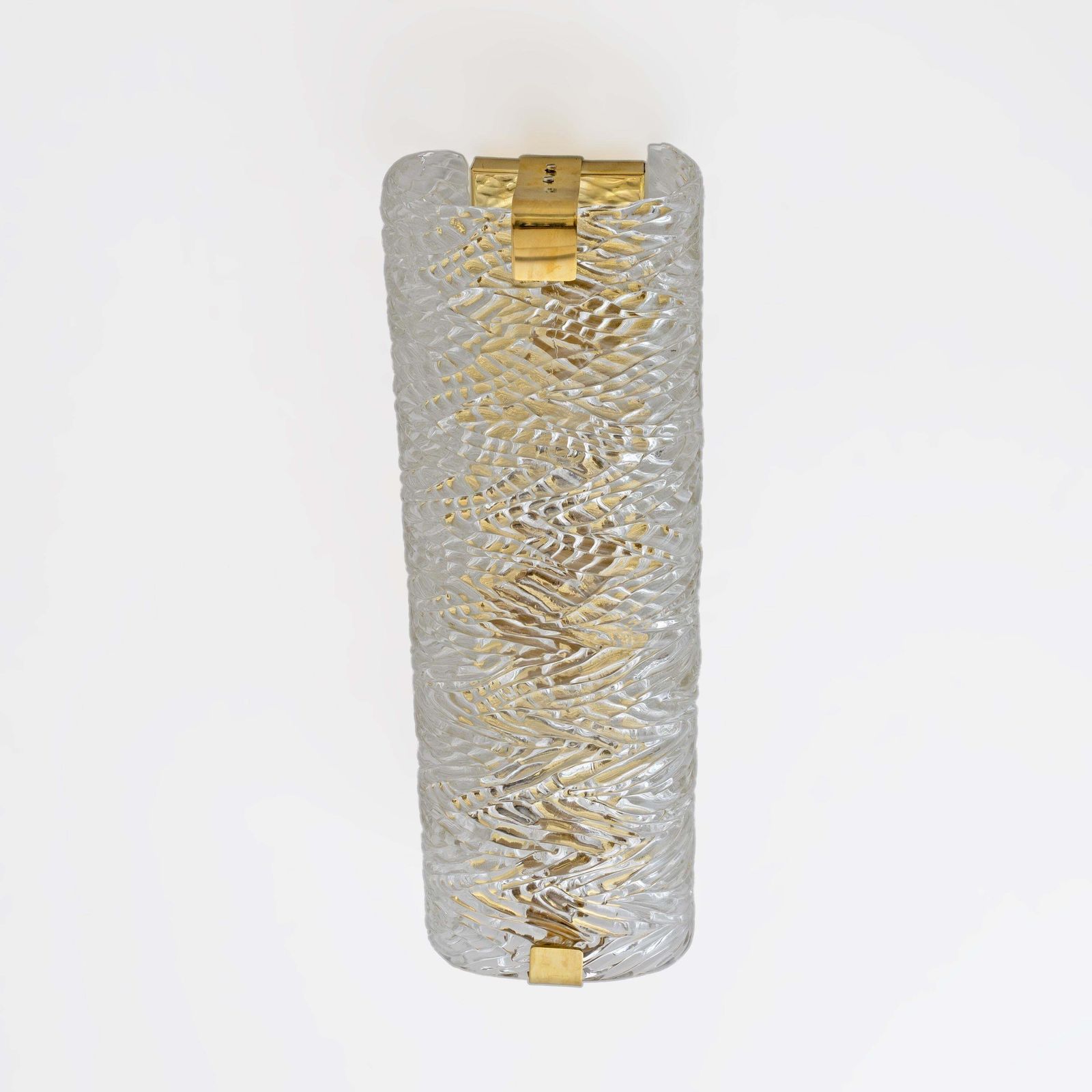 Pair Of Modern Italian Brass And Murano Glass Textured Wall Sconces photo vintage