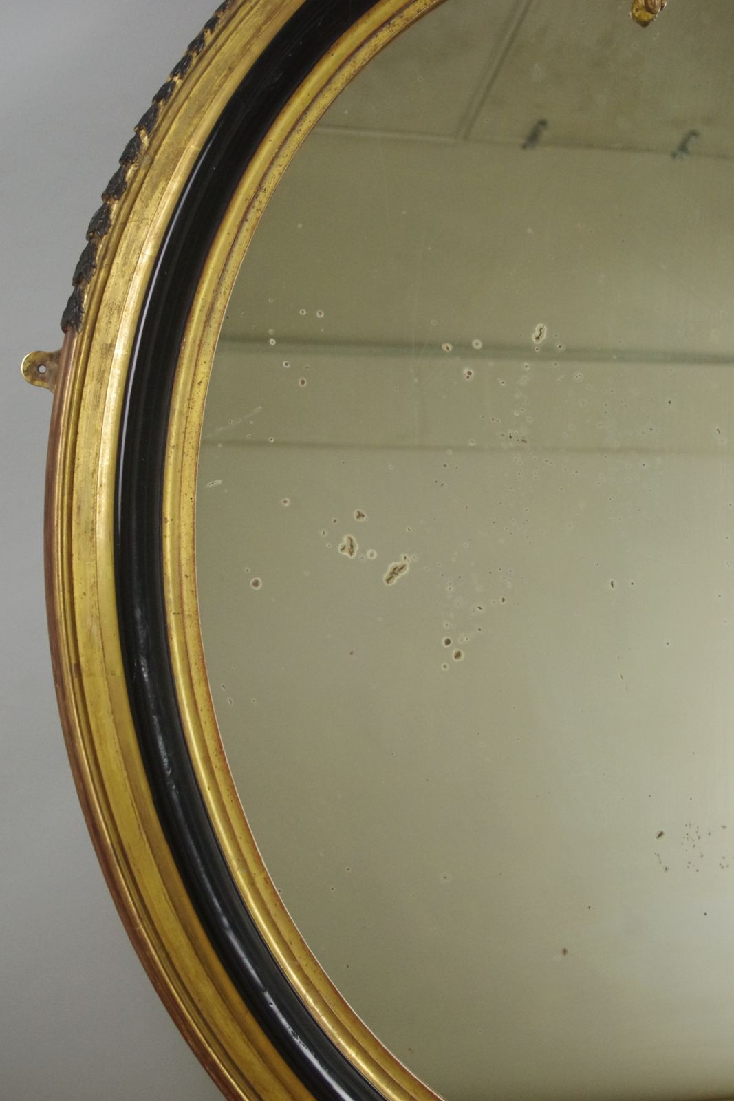 19th Century French Ebonised And Parcel Gilt Large Oval Wall Mirror photo vintage