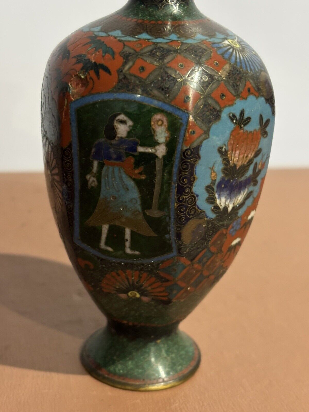 Antique Cloisonné Vases. Good Quality And Highly Decorated. photo for sale