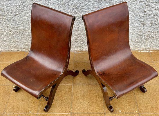 Spanish Oak Side Chairs By Pierre Lottier For Valenti, 1950s, Set Of 2 photo vintage