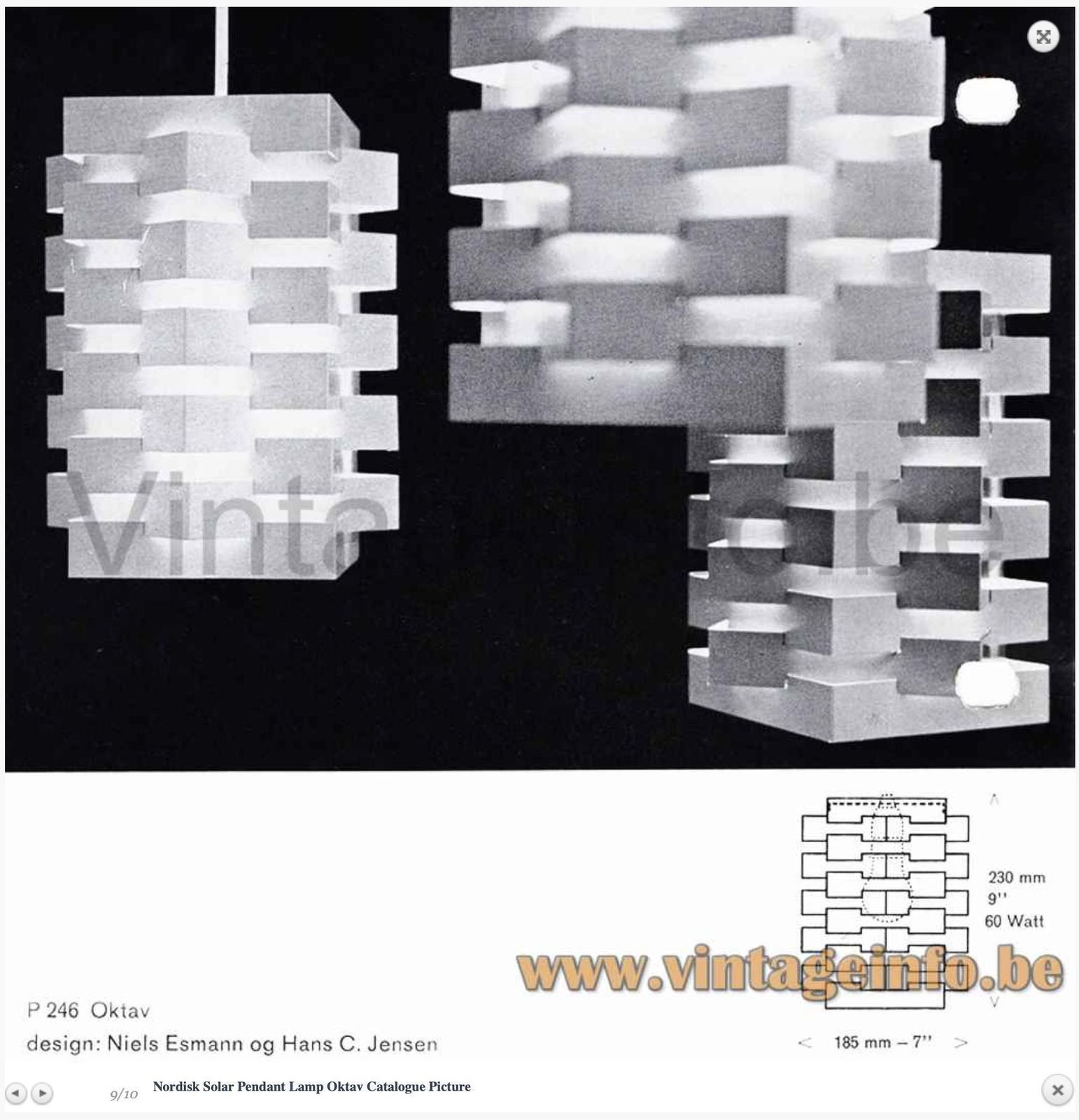 photo furniture Pendant Light "Oktav" By Esman & Jensen For Nordisk Solar Compagni. Denmark 1960s