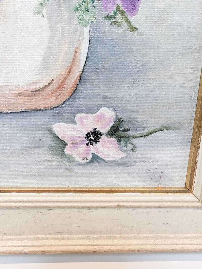 Original Oil On Board Sweet Floral Painting Signed D.Buttner. Made In England 1996 photo for sale