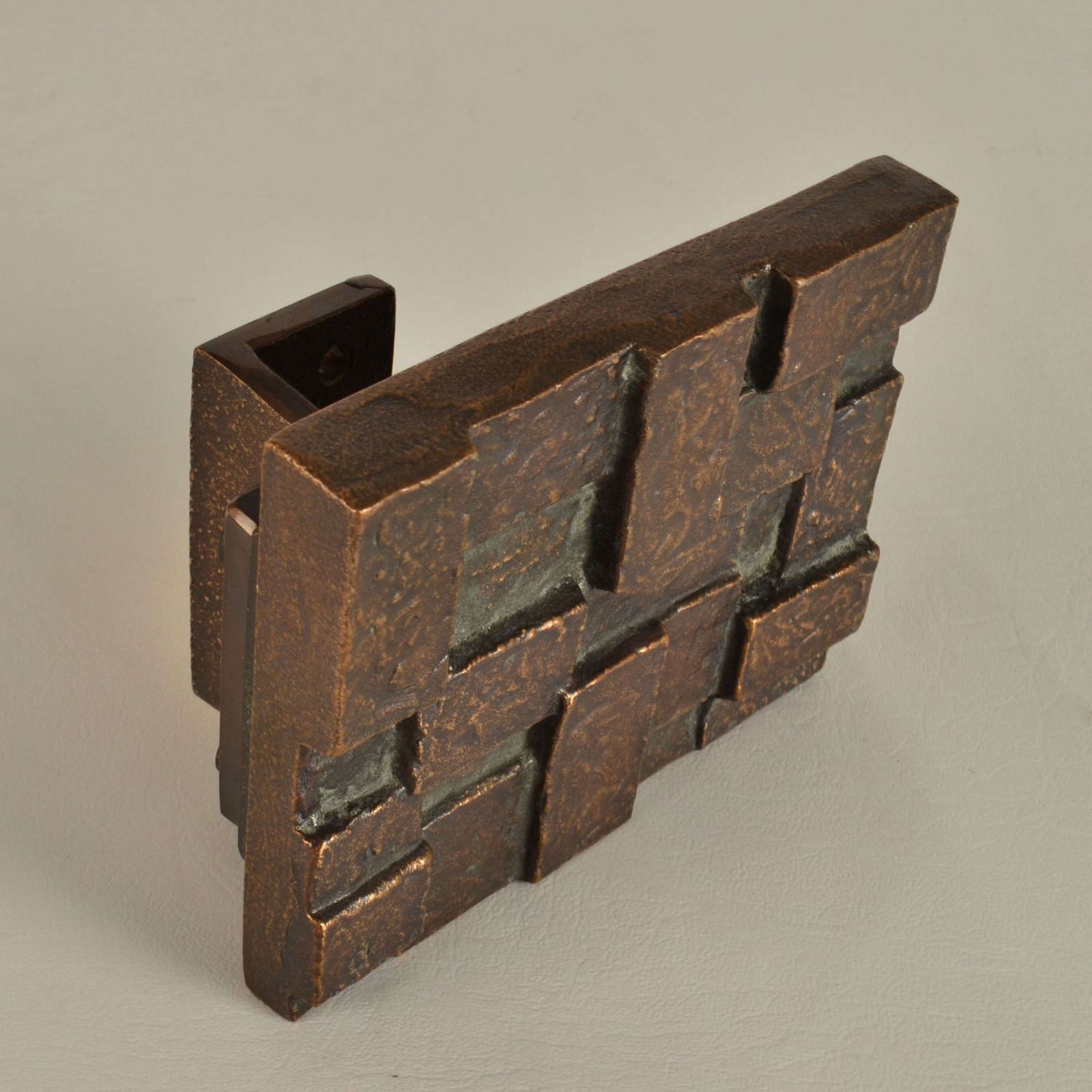 photo for sale Architectural Push And Pull Door Handle In Bronze With Cubist Relief