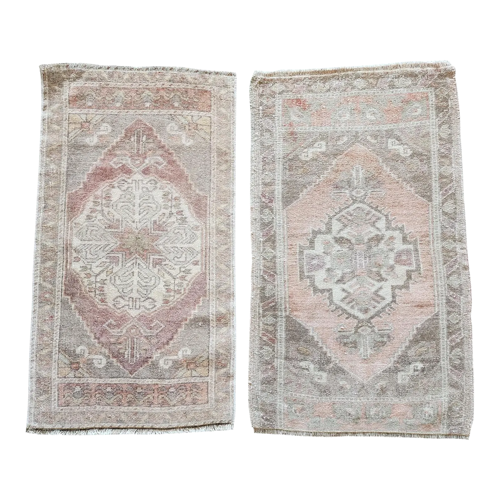 Vintage Turks tapijt ca. jaren 1970, klein formaat, set van twee