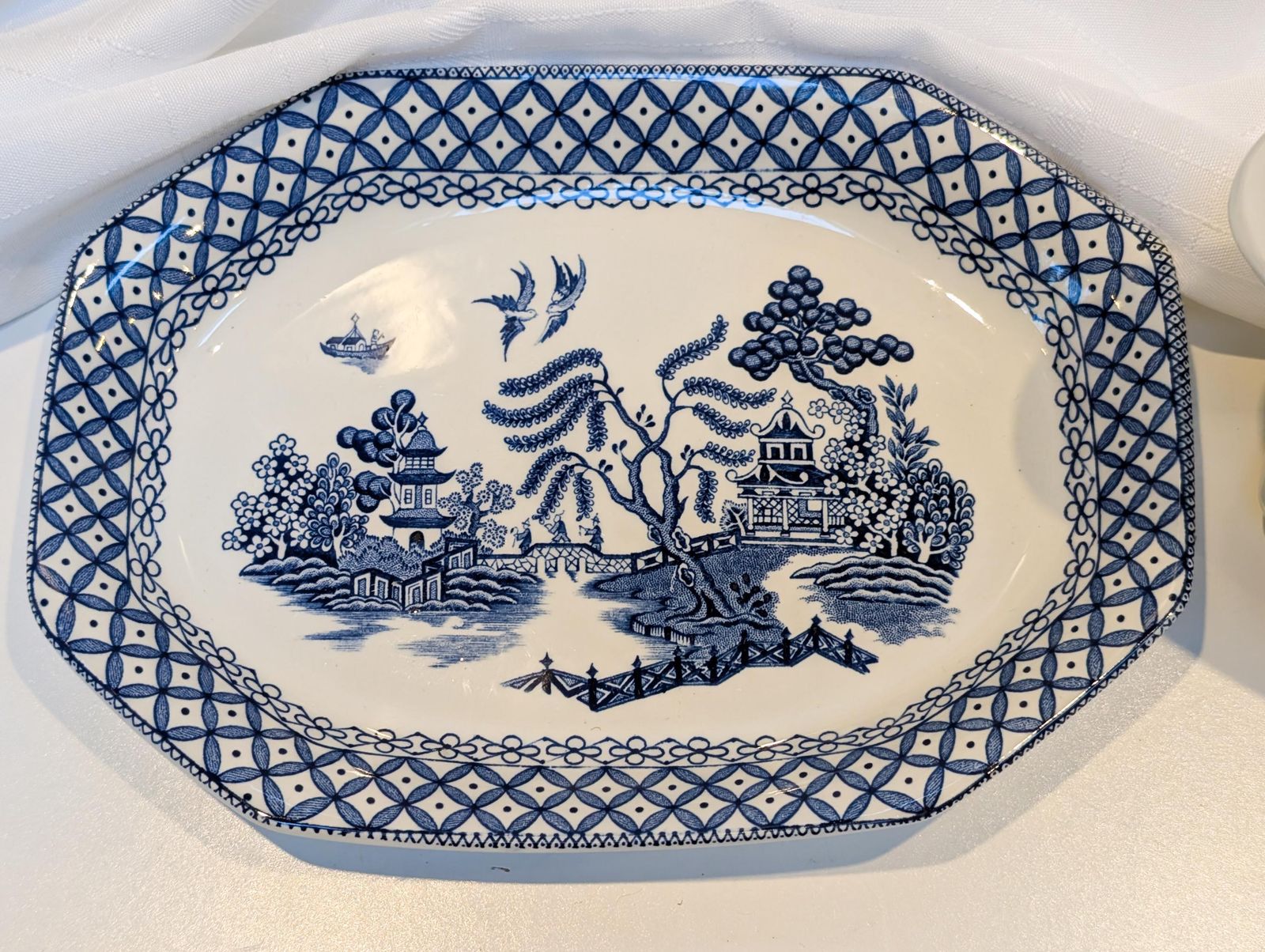 Vintage Royal Staffordshire White And Blue Willow Pattern Gravy Jug J G Meakin Willow   White & Blue Chinese Pagoda Design In Perfect Condit photo buy