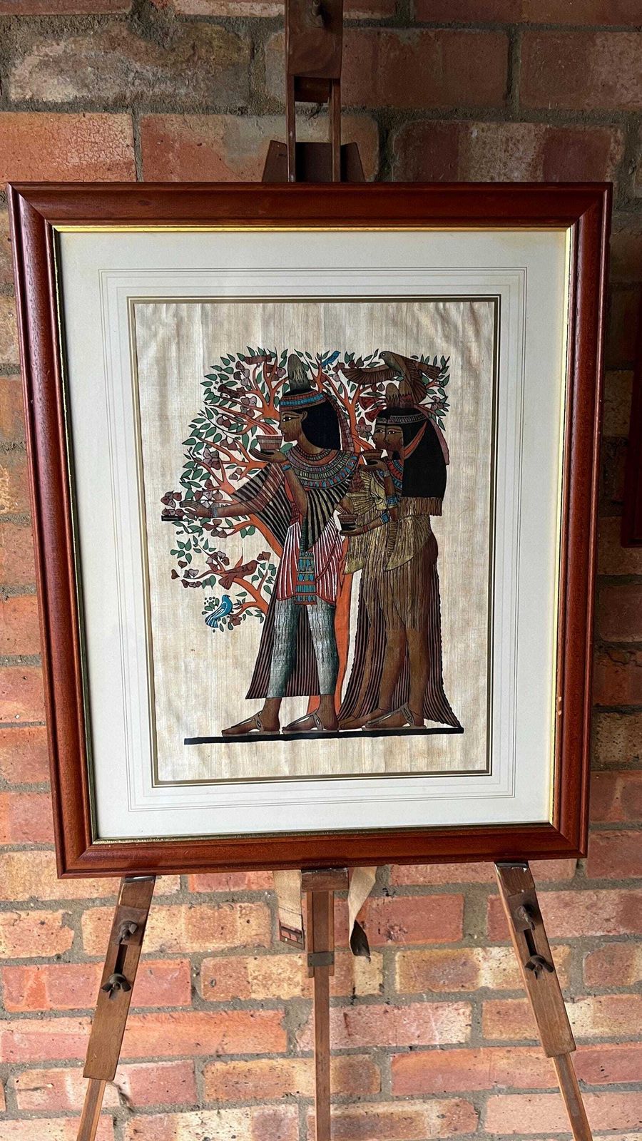 Set Of Two Framed Late 20th Century Egyptian Style Paintings On Papyrus photo 129.0