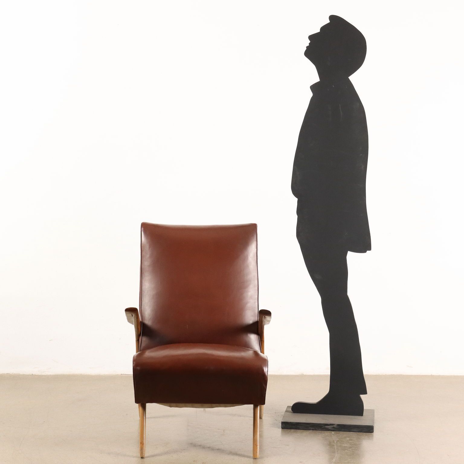 Vintage Armchair Wood Spring Padding Leatherette 1950s photo furniture