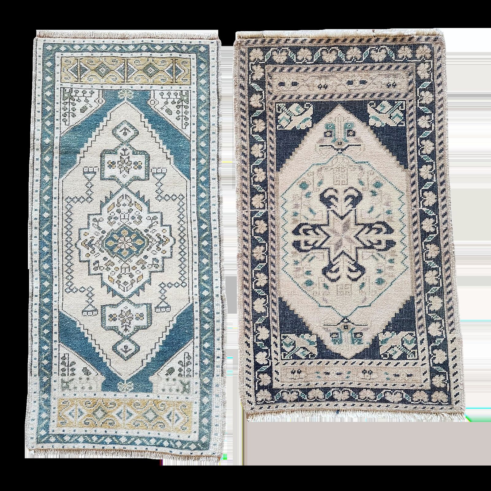 1970s Oushak Wool Small Hand Knotted Turkish Rug   A Pair