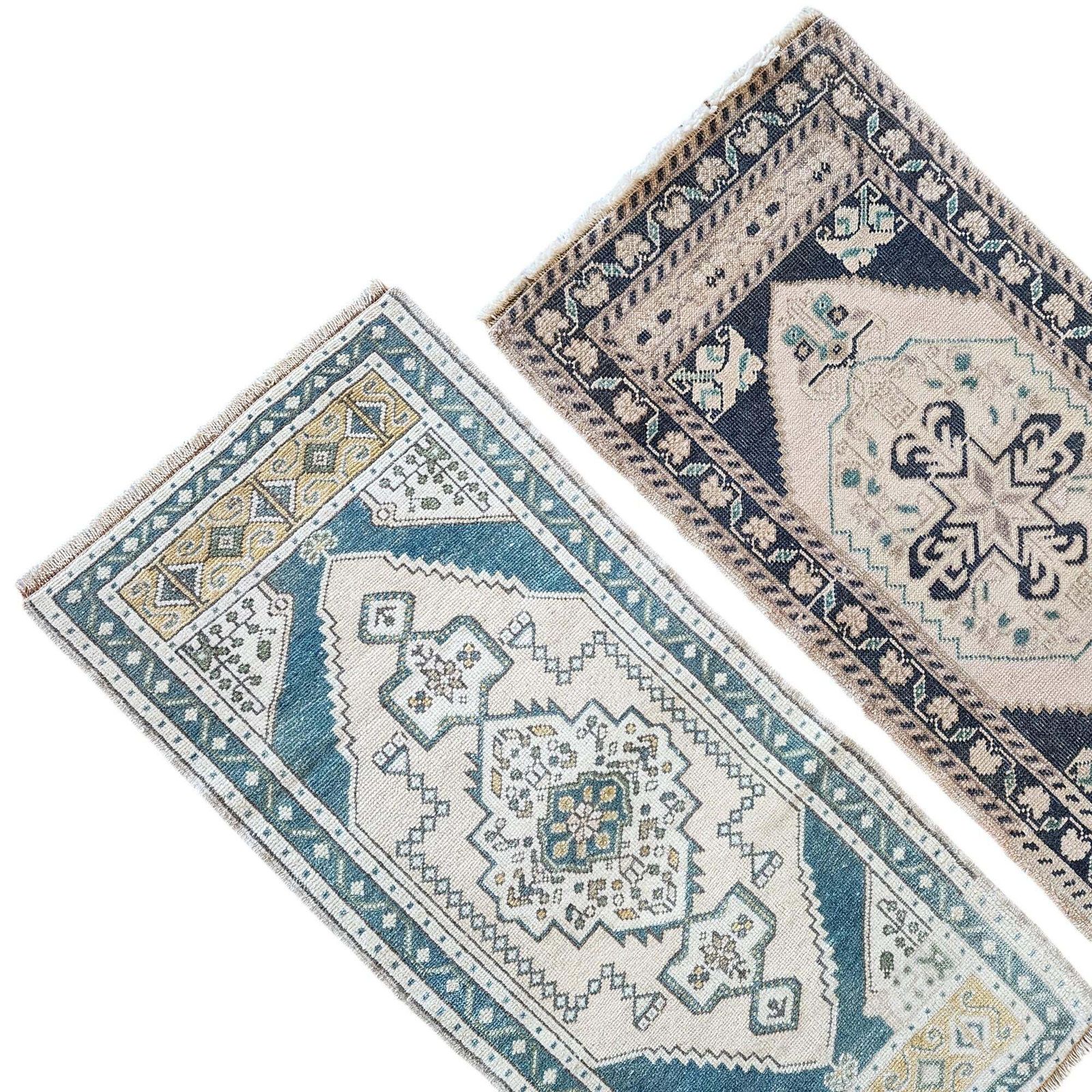 1970s Oushak Wool Small Hand Knotted Turkish Rug   A Pair photo 278.0