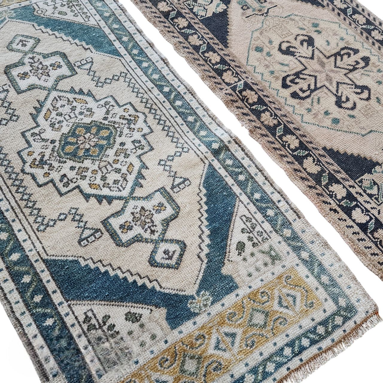 1970s Oushak Wool Small Hand Knotted Turkish Rug   A Pair photo vintage