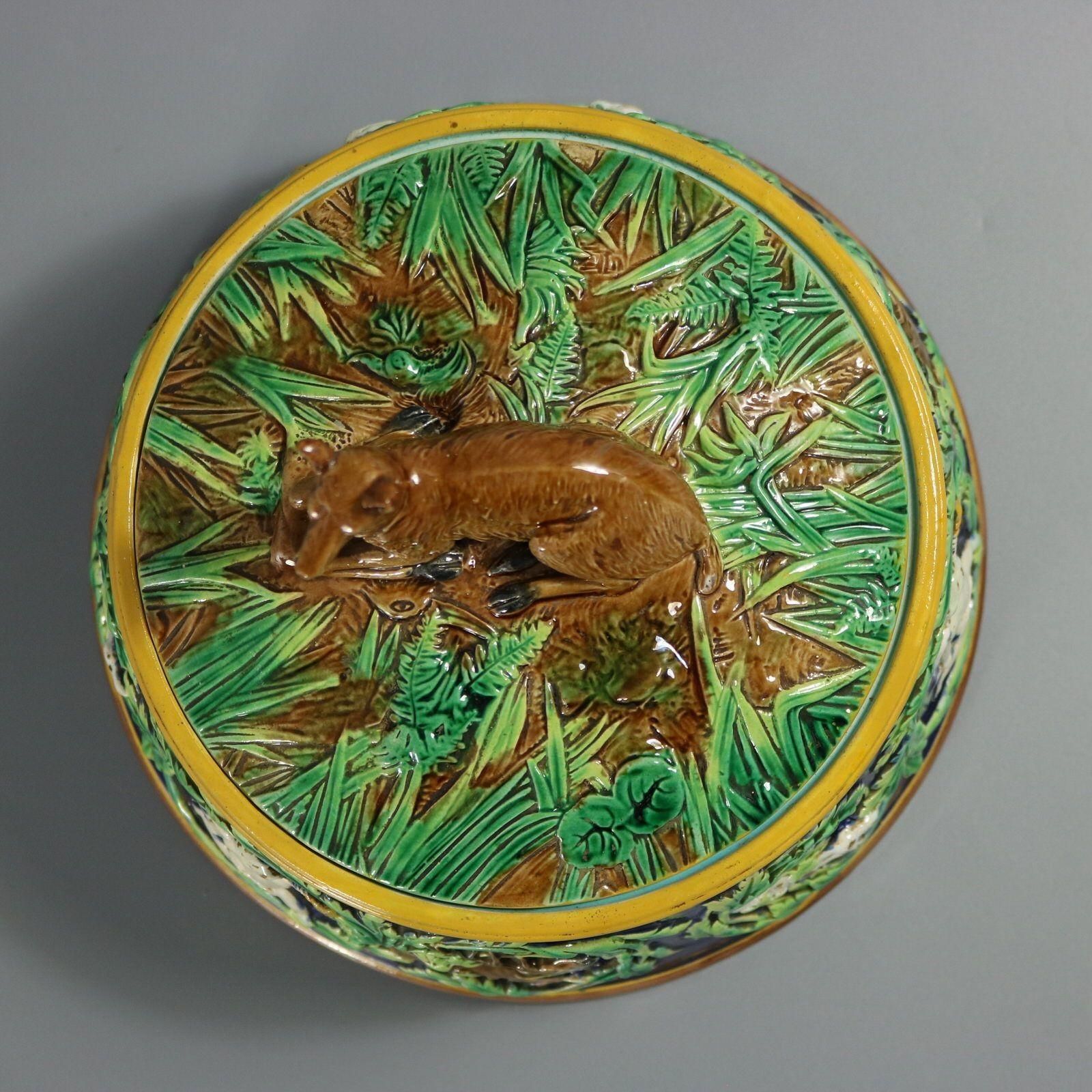 photo furniture George Jones Majolica Deer Game Pie Dish And Liner
