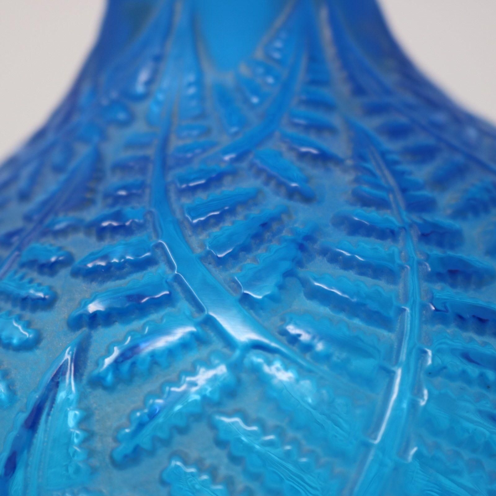 Rene Lalique Electric Blue Glass Espalion Vase photo buy