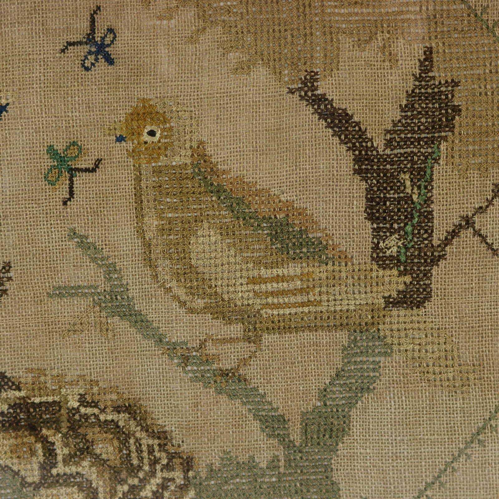 Antique Embroidered Picture Of A Pair Of Birds. photo Art