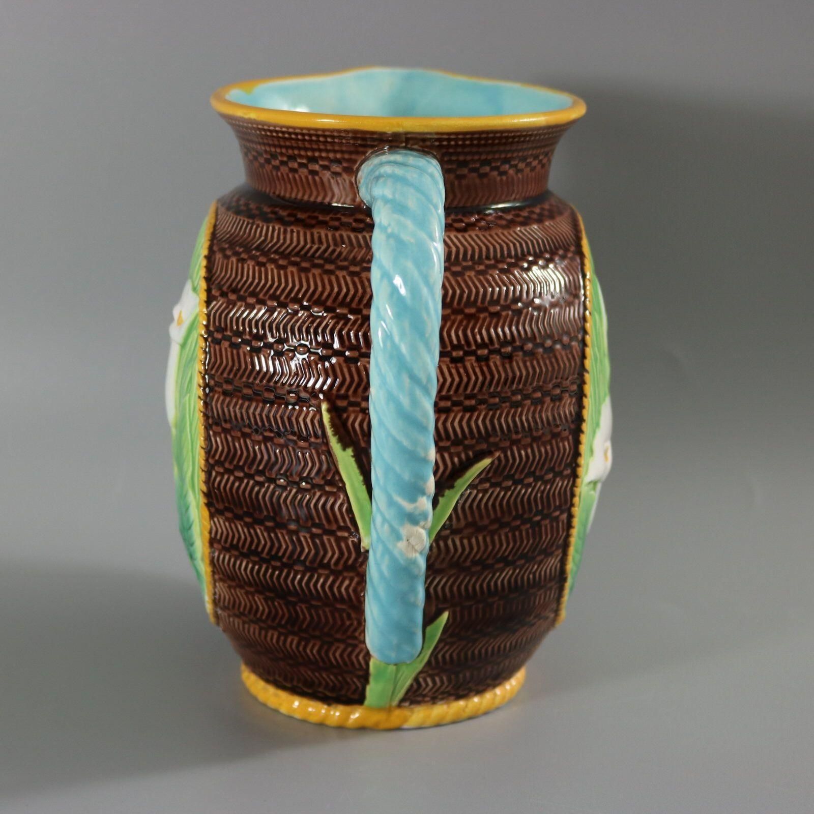 George Jones Majolica Calla Lily Pitcher photo for sale