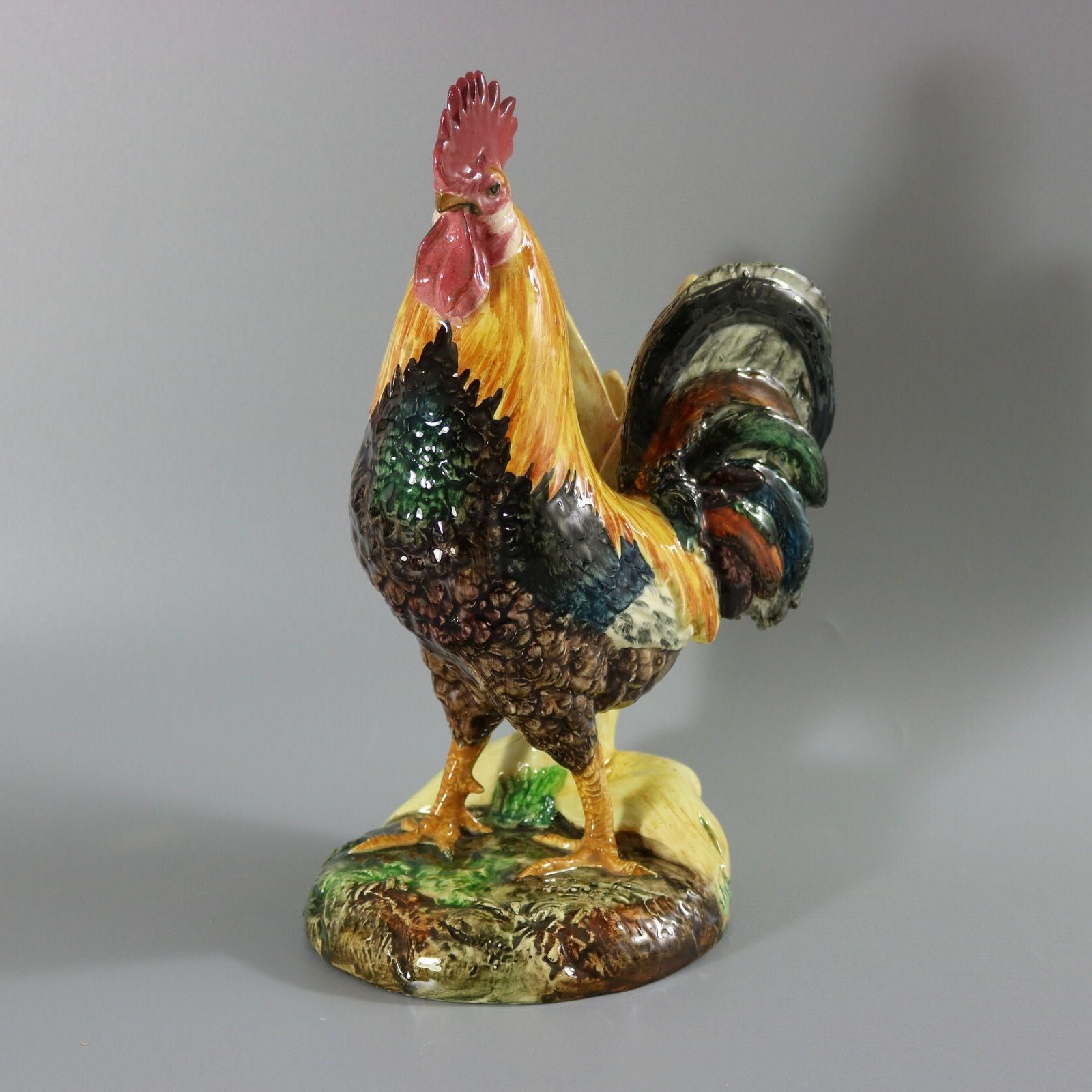 photo furniture Delphin Massier Majolica Cockerel/Rooster Vase
