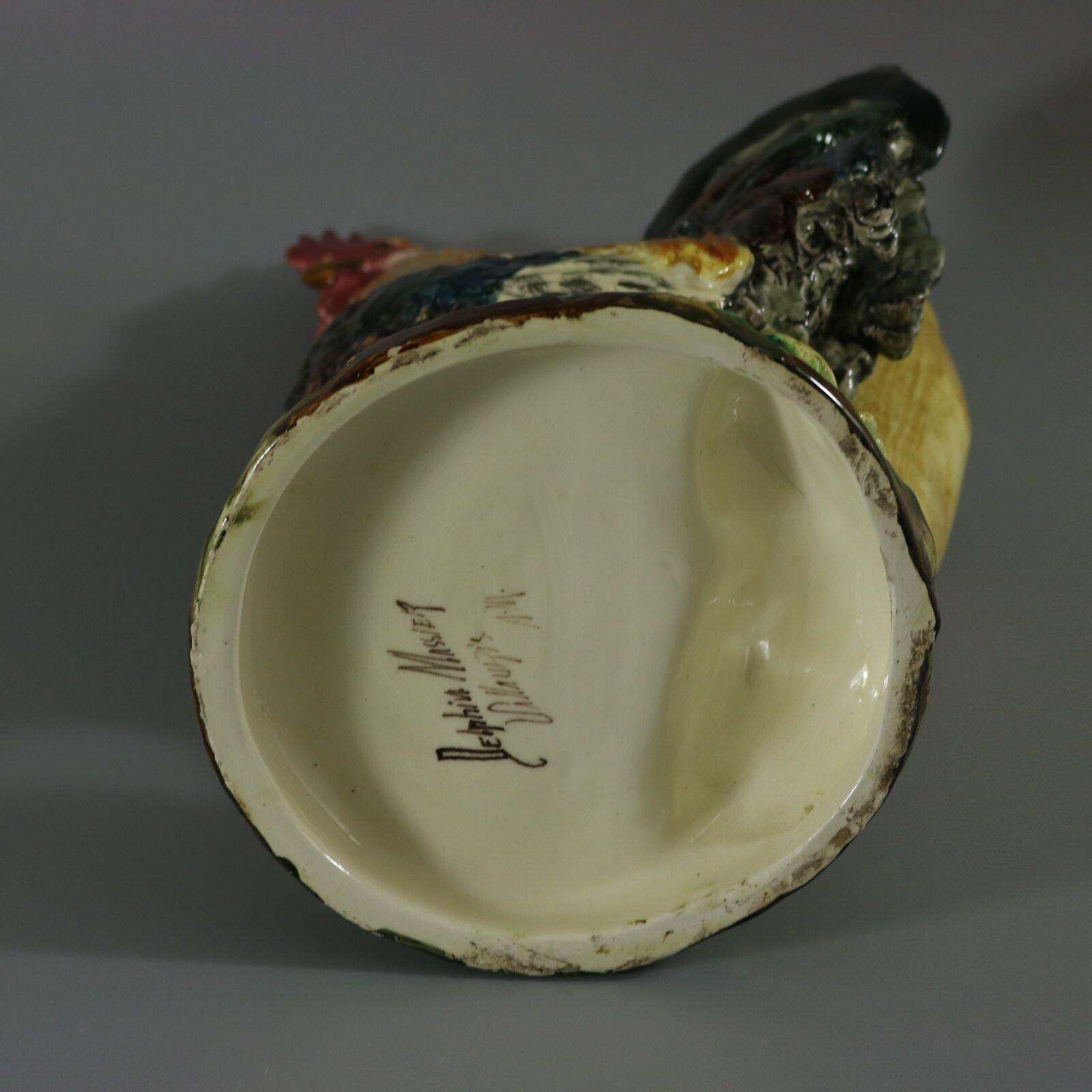 Home Decor Delphin Massier Majolica Cockerel/Rooster Vase photo
