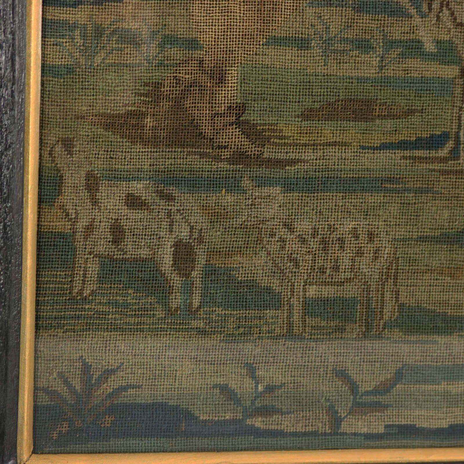 photo furniture 18th Century, 1732 Petit Point Embroidery Picture Of Lady & Gent