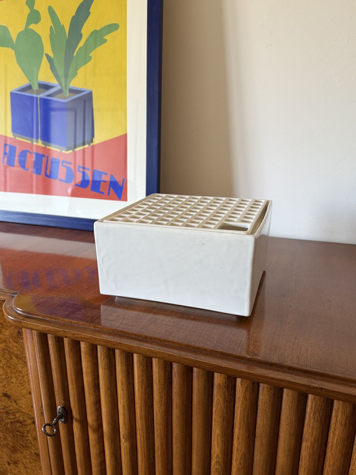 Studio Opi, White Space Age Mod. Ikebana C Ceramic Vase, Gabbianelli Italy Ca. 1970 photo vintage