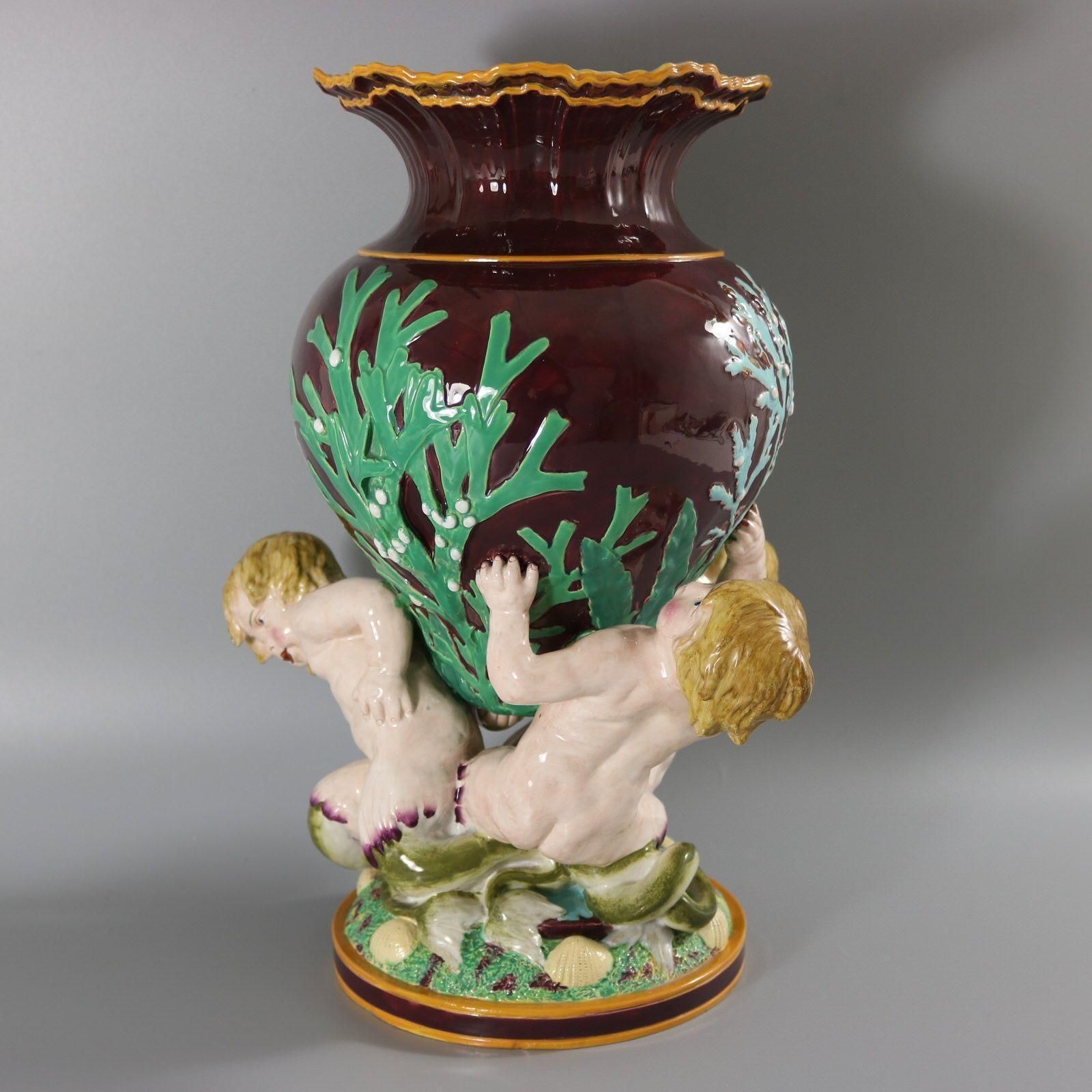 Minton Majolica Marine Vase With Merboys photo furniture