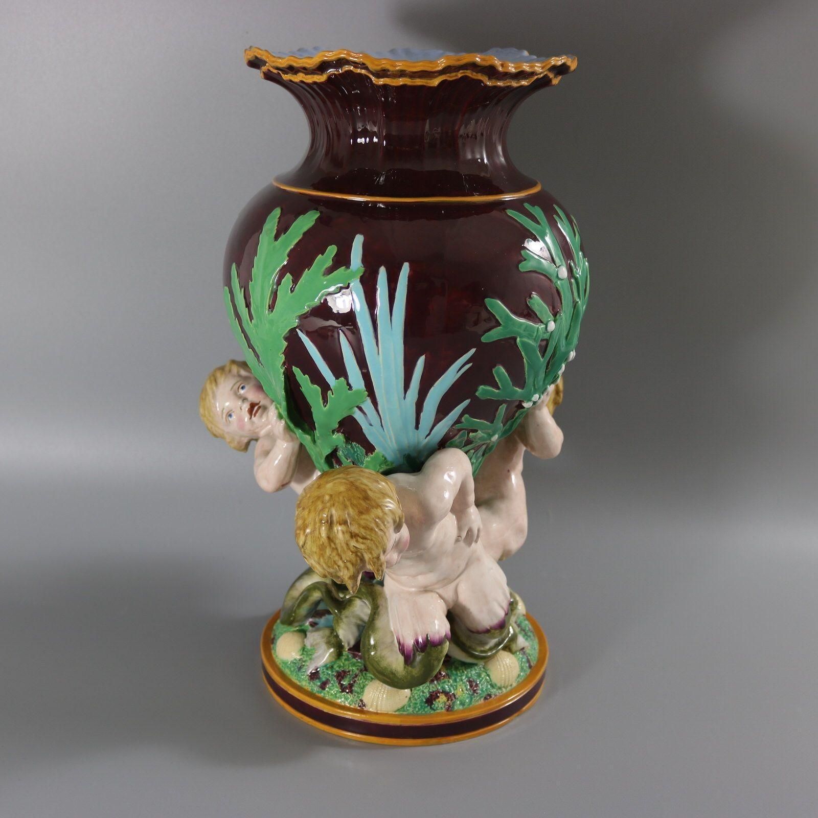 Minton Majolica Marine Vase With Merboys photo buy