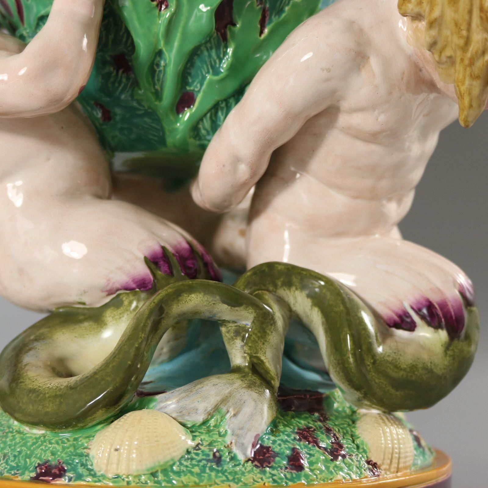 photo for sale Minton Majolica Marine Vase With Merboys