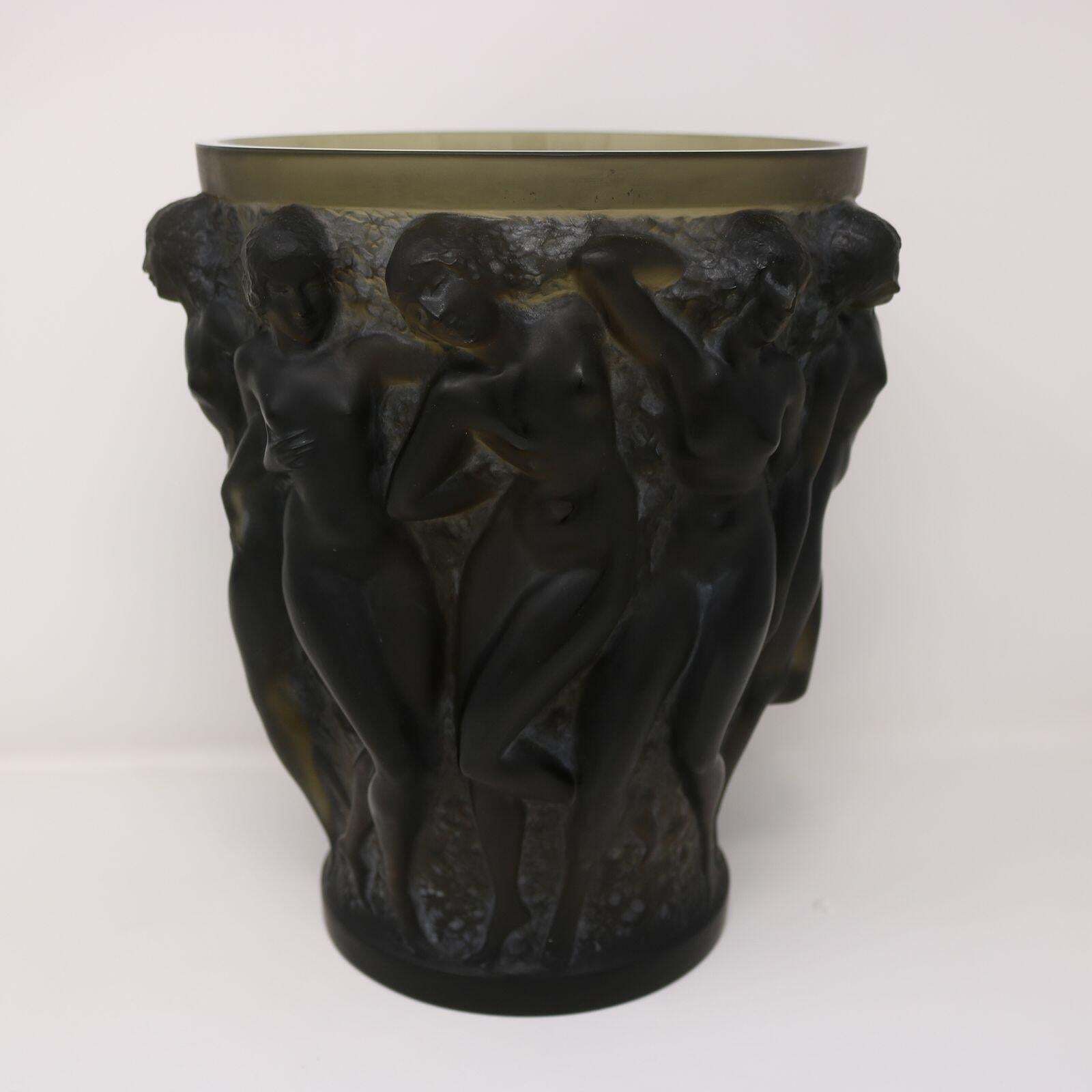 photo for sale Rene Lalique Topaz Glass Bacchantes Vase