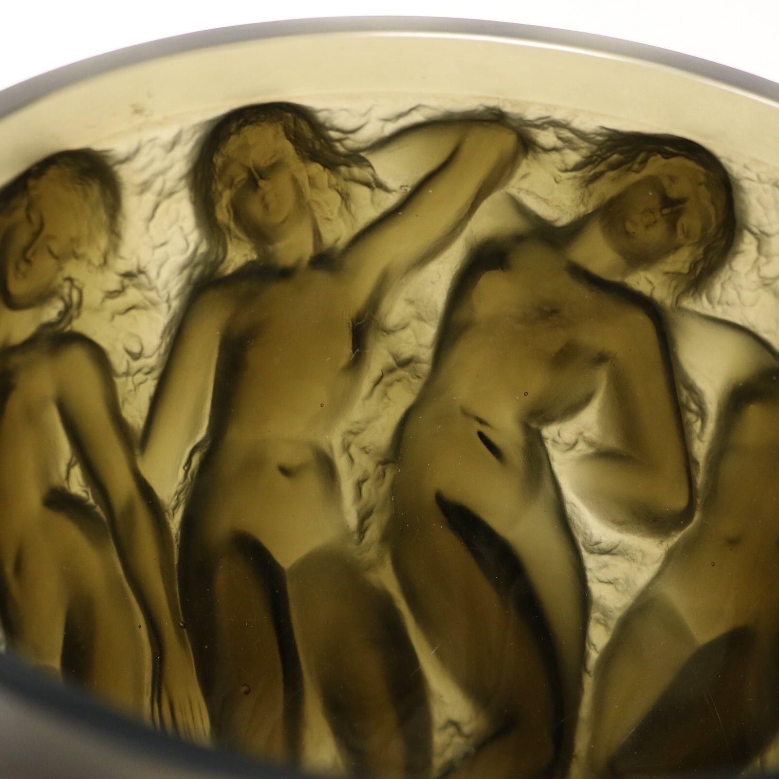 23020.0 Rene Lalique Topaz Glass Bacchantes Vase photo