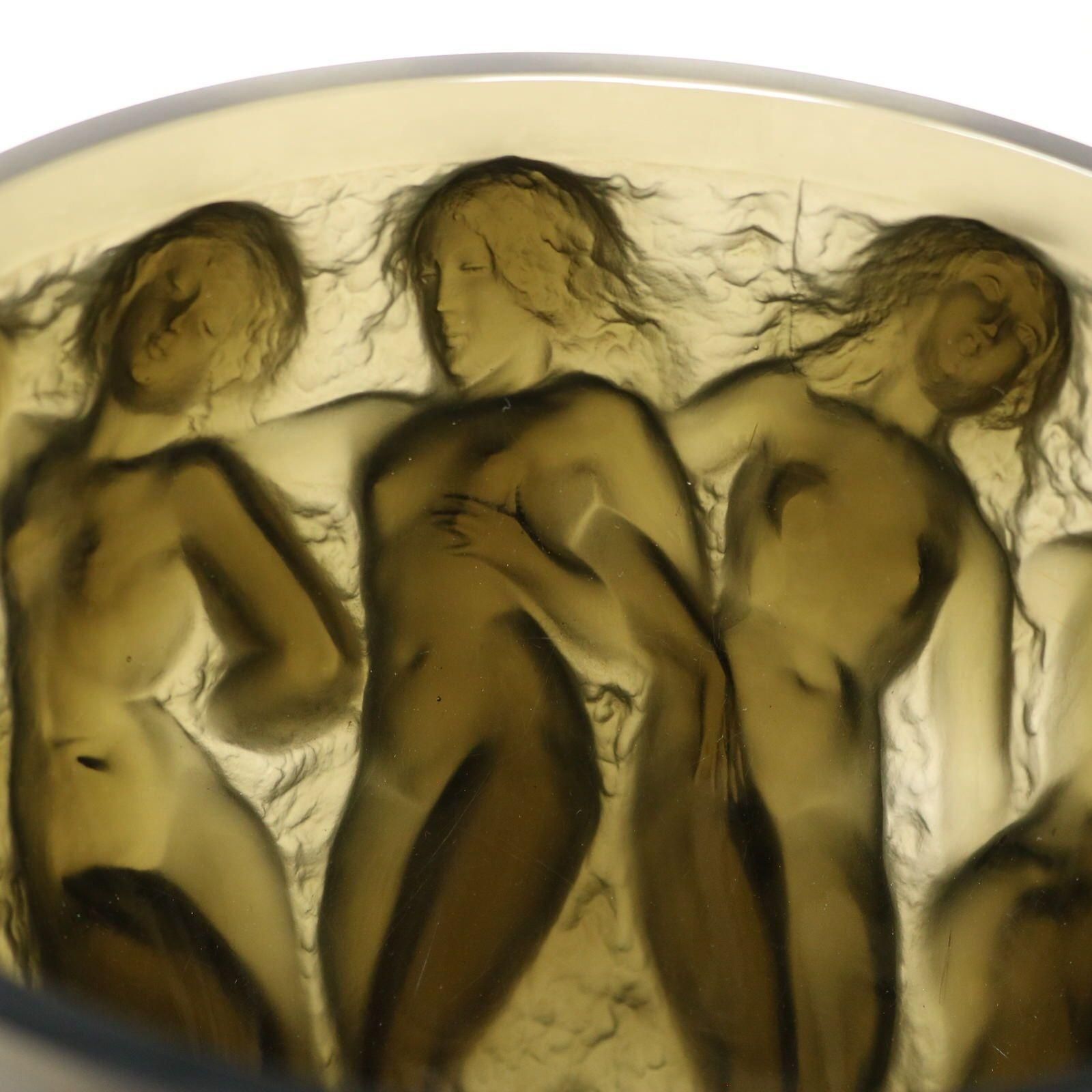 photo vinterior Rene Lalique Topaz Glass Bacchantes Vase