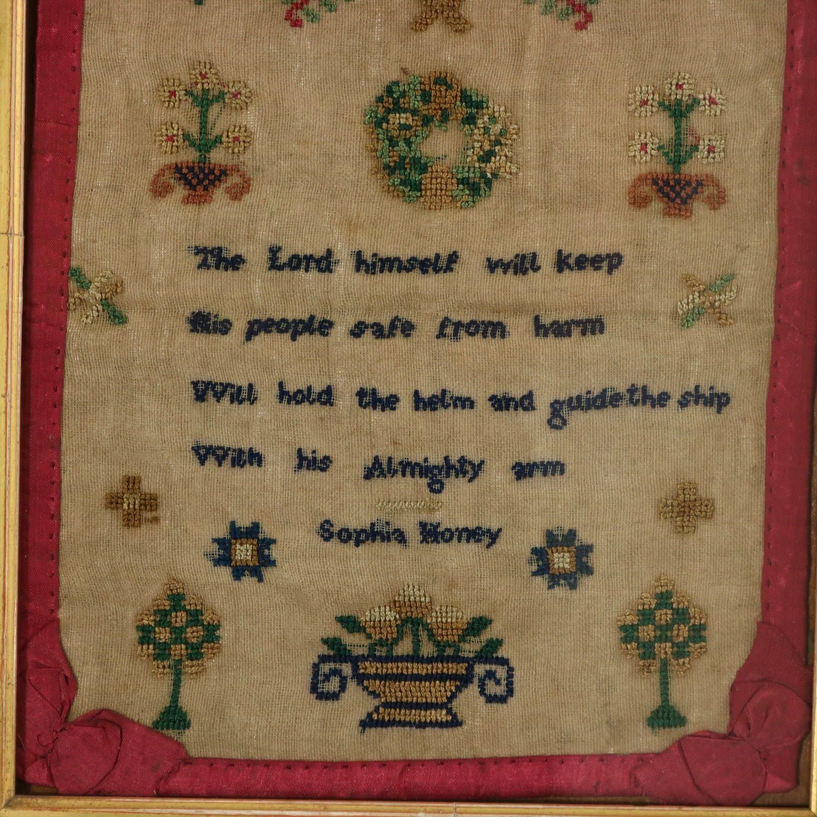 Antique Miniature Sampler, Circa 1800, By Sophia Honey photo for sale