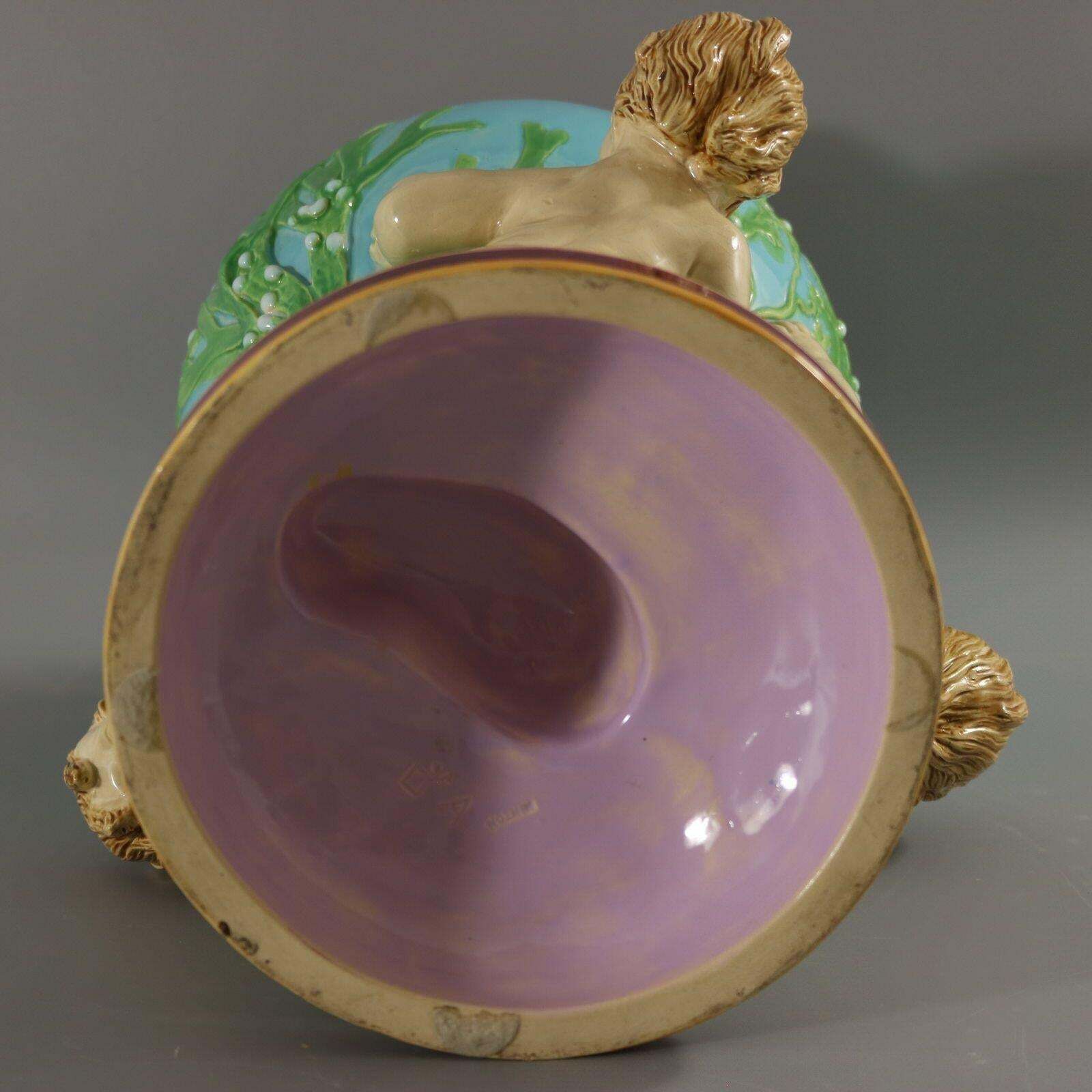 photo vinterior Victorian Minton Majolica Marine Vase With Merboys