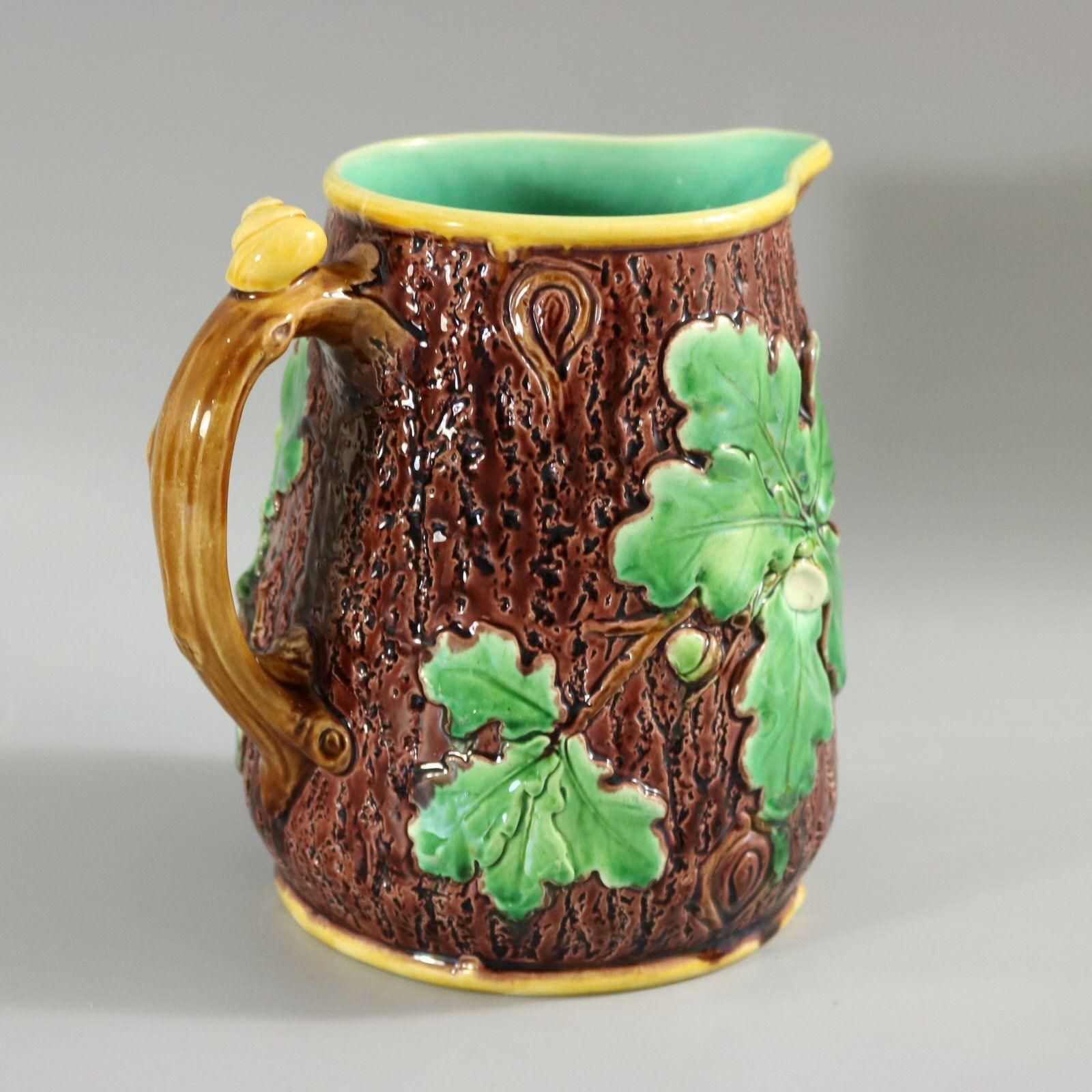 Victorian Minton Majolica Oak Jug/Pitcher With Snail Handle photo 697.0